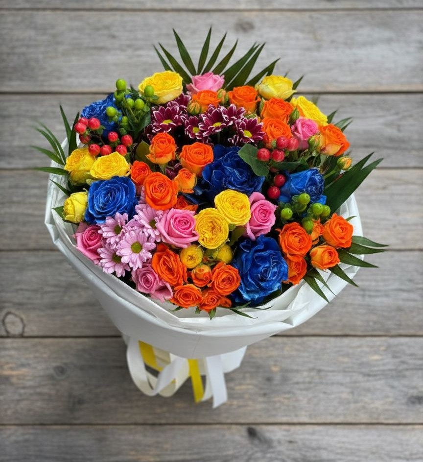 Букет цветов из: Розы и Хризантемы в Новольвовск