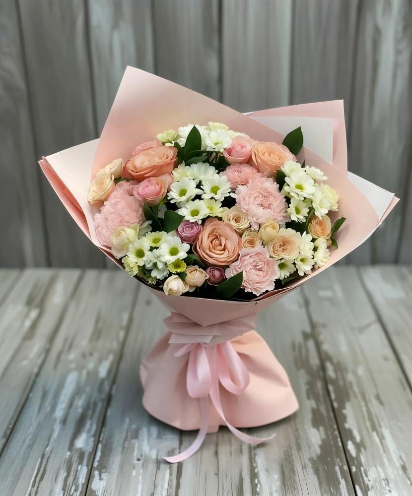 Букет цветов из: Гвоздики, Розы и Хризантемы в Новольвовск