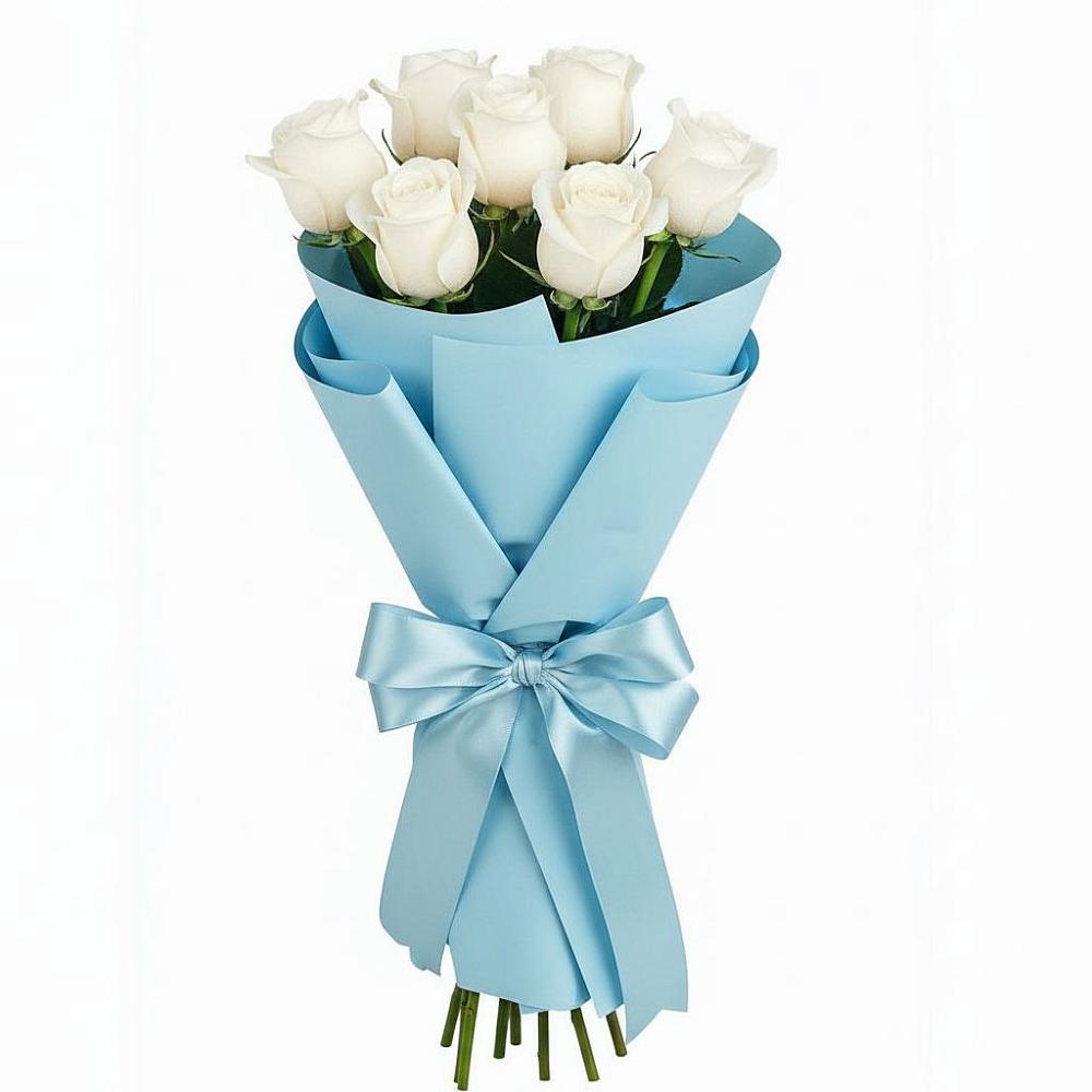 Букет 7 белых роз Проуд в Новольвовск