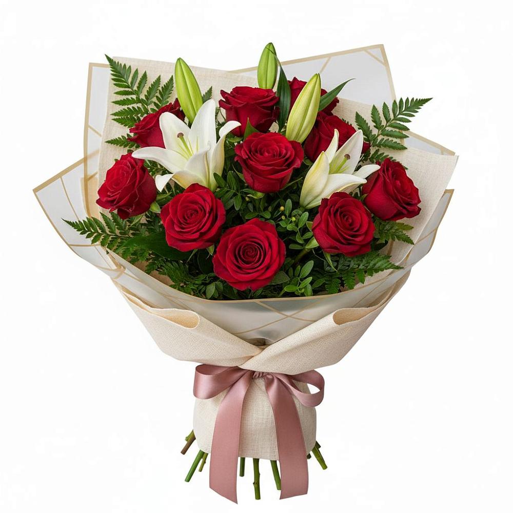 Букет цветов из: Лилии и Розы в Новольвовск