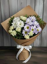 Букет цветов из:  Хризантемы и Розы в Новольвовск