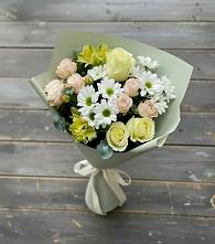 Букет цветов из:  Альстромерии, Розы и Хризантемы в Новольвовск