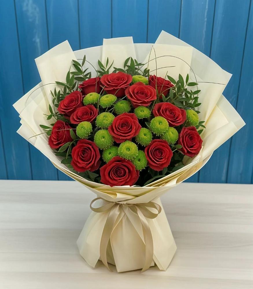 Букет цветов из: Розы и Хризантемы в Новольвовск